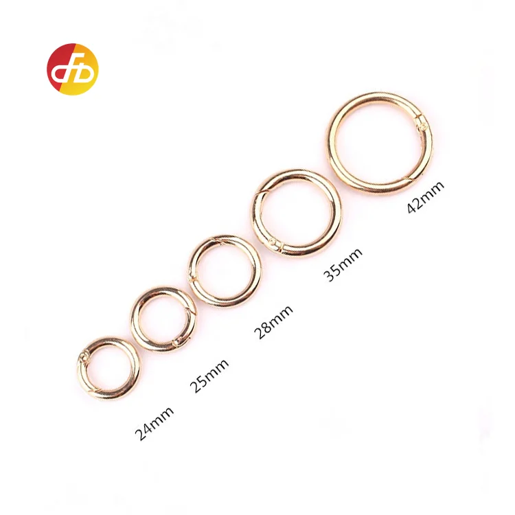 

Polished rose gold spring o ring carabiner open ring inner diameter 25mm metal ring