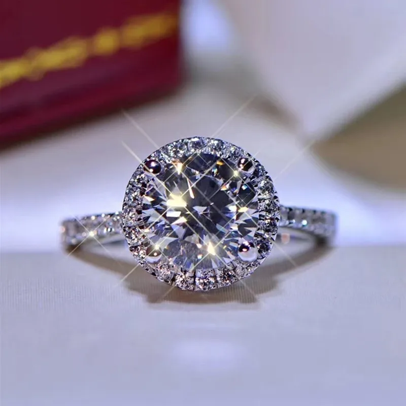 

0.5-2 ct Big VVS1 Moissanite Wedding Ring 925 Sterling Silver Excellent Cut Pass Diamond Very Sparkling Moissanite Rings