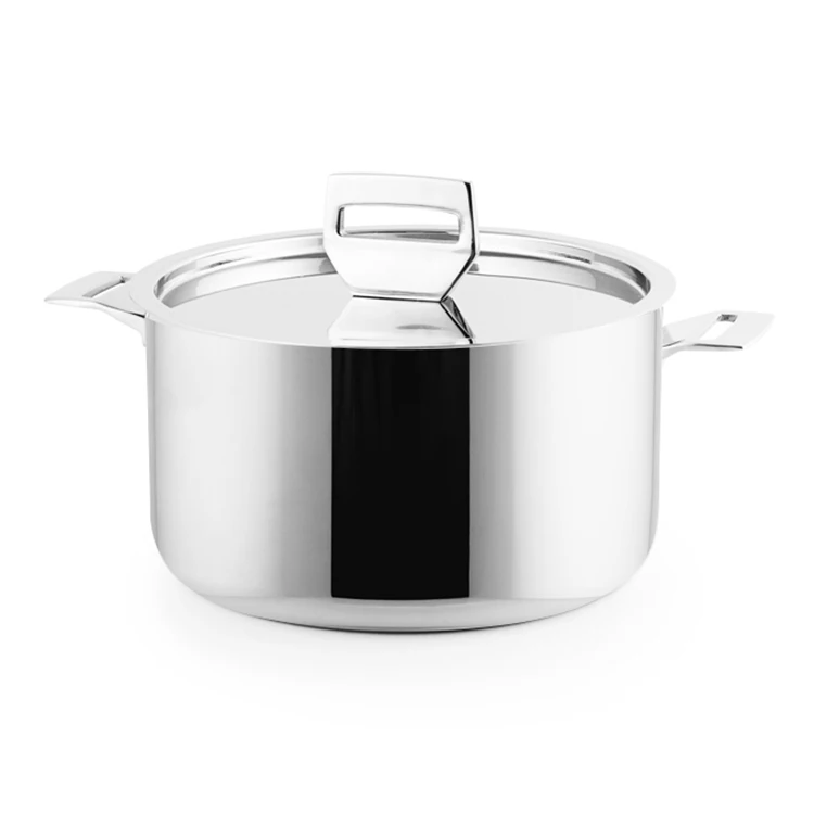 
24cm cooking pot 7QT stainless steel triply casserole with tempered glass lid 
