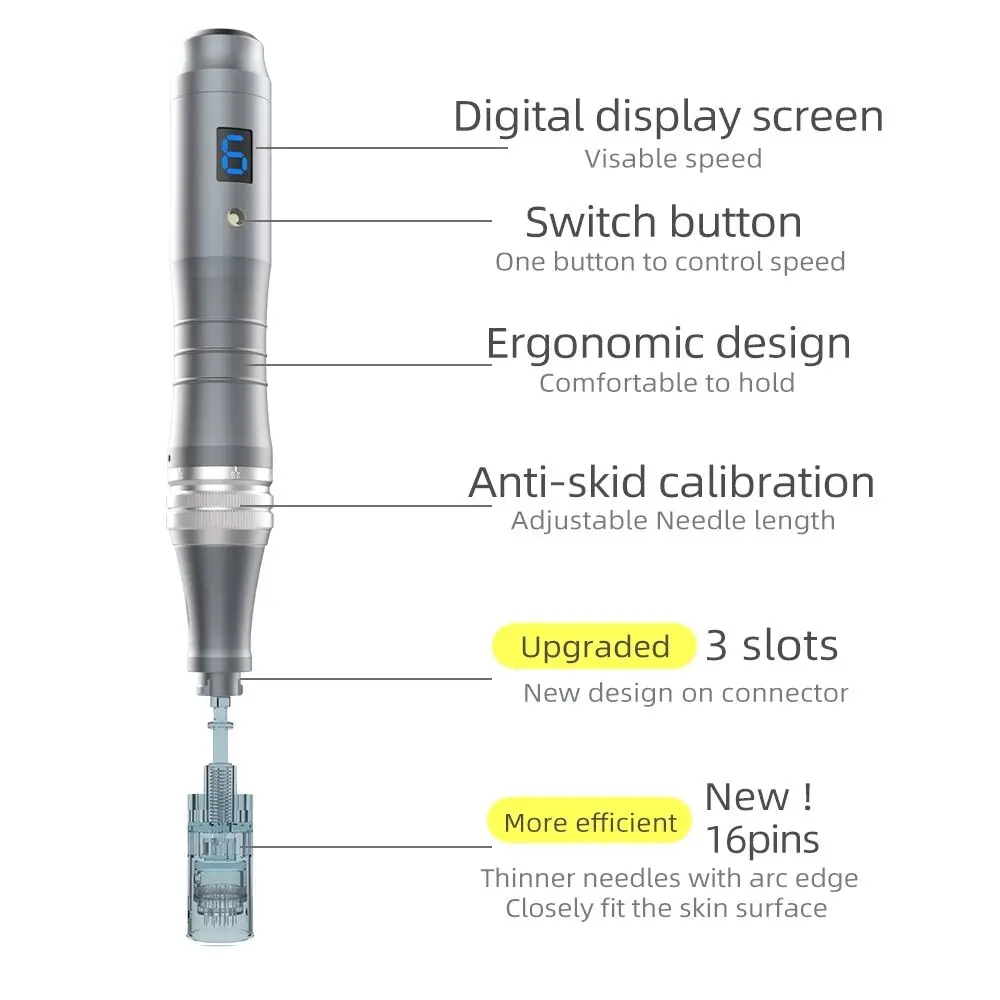 

Newest dr pen M8 microneedle derma pen 6speeds new 16pins microneedling dermapen for sale