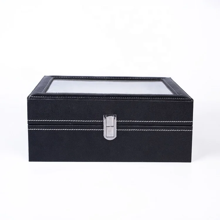 

Low quantity Custom Logo with Lid Display 10 Watch Box Leather, White or black