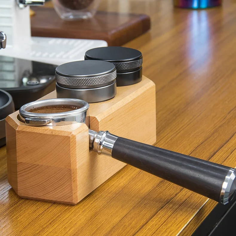 

2021 new wooden coffee portafilter holder tamper stand, Beech wood color