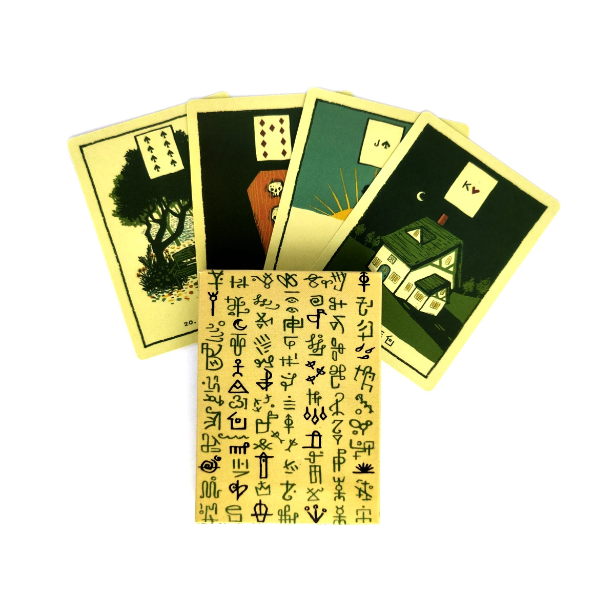 

Green Glyphs Lenormand Tarot Cards Deck PDF Guidebook Table Card Game Magical Fate Divination