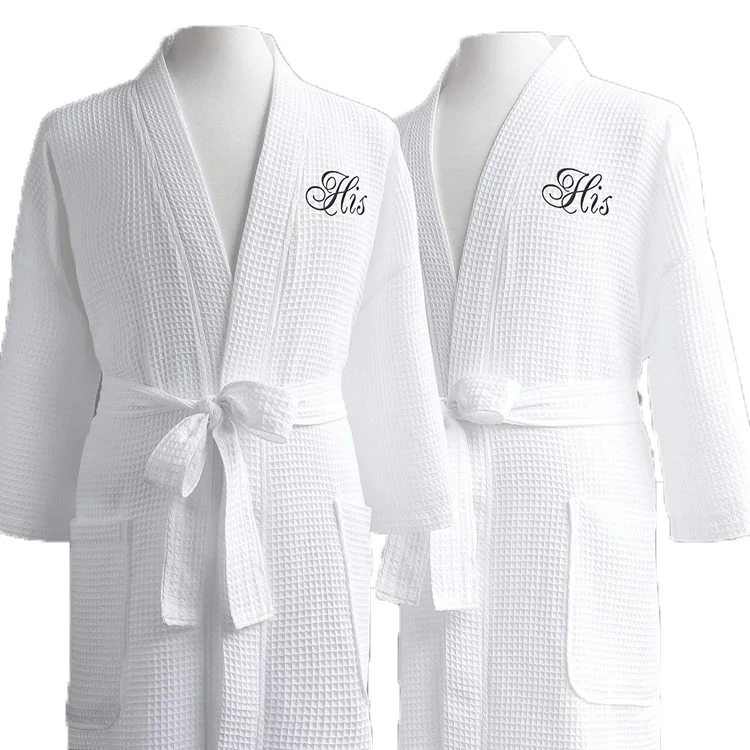 

cheap waffle bathrobe custom luxury embroidered white kimono robe /hotel spa robe