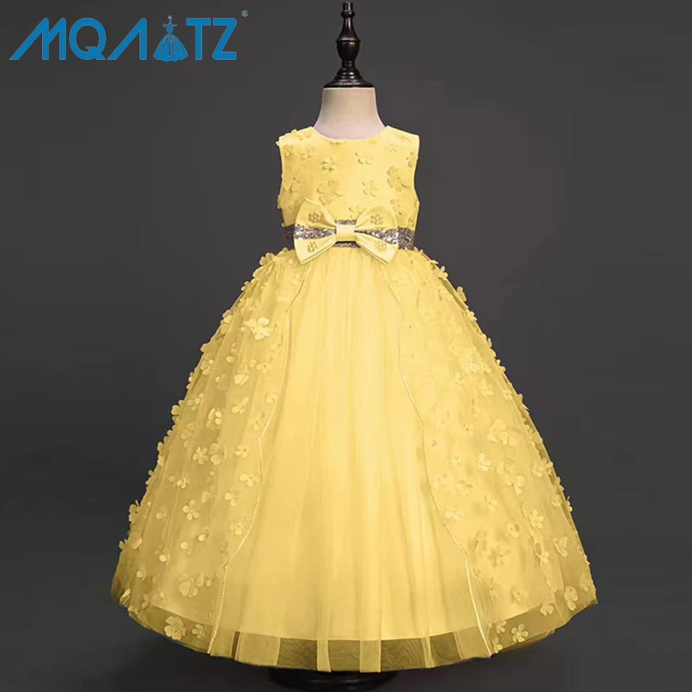 

MQATZ Summer Baby Girl Princess Children Birthday Party Wedding Dress Appliqued gown 7 year LP-339