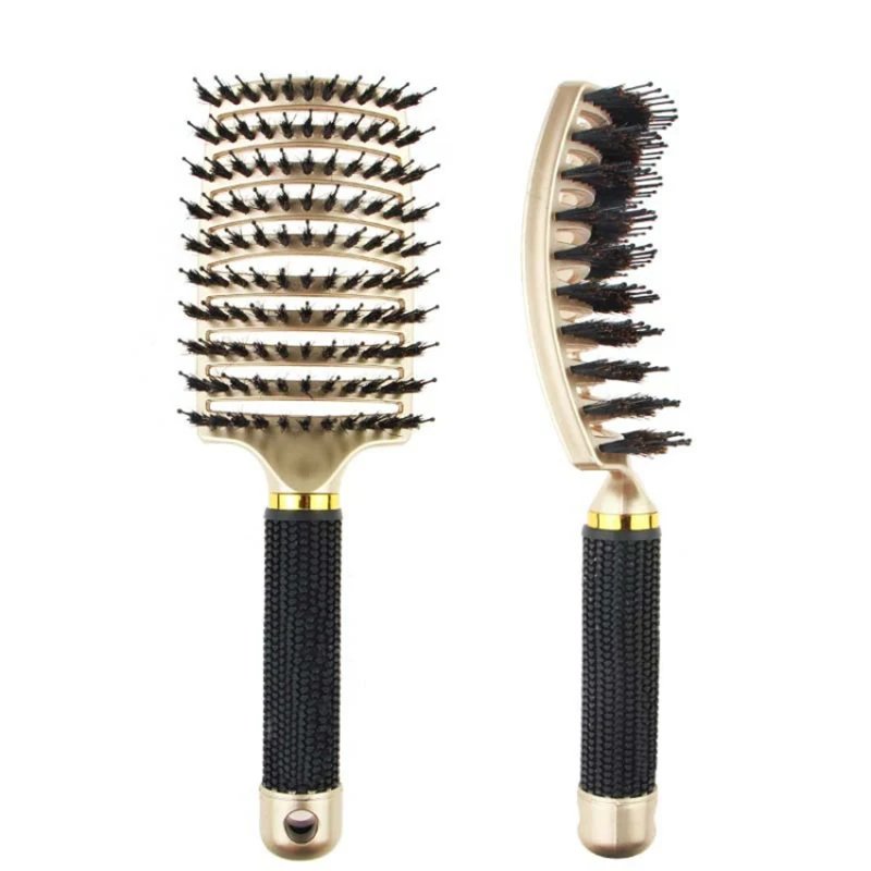 customize curved plastic wet nylon vent hair detangling brush boar bristle massage hair brush, Accept panton color
