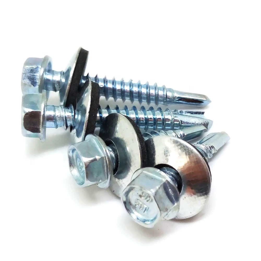 

Hexagonal hex head self-drilling screw with EPDM bonded washer zinc plated