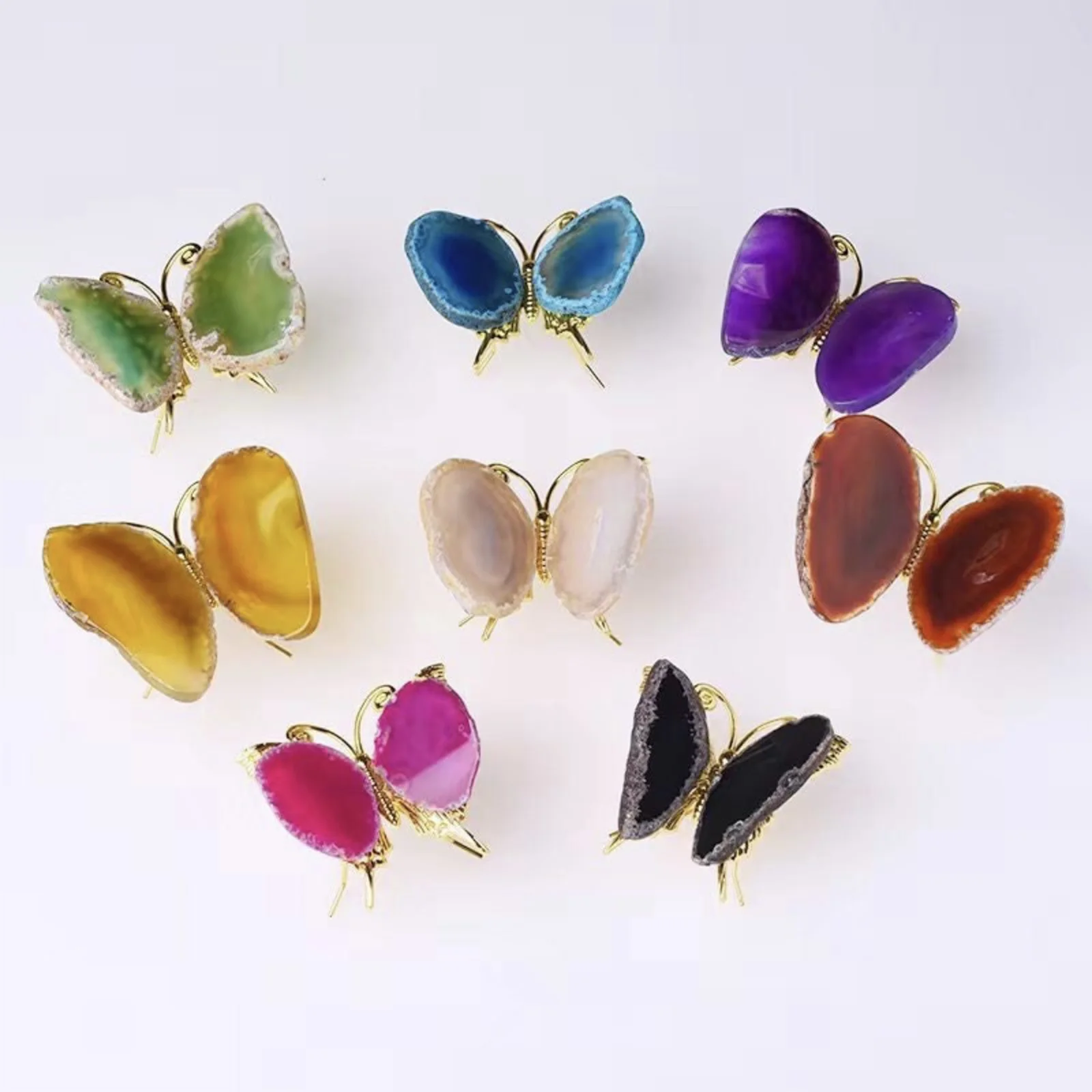 

Wholesale natural crystal ornament agate butterfly carving crafts healing crystal gem butterfly home decoration