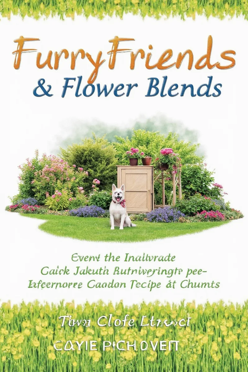 Completed pet-friendly garden house with comfortable bedding, cat window, and plants surrounding it.