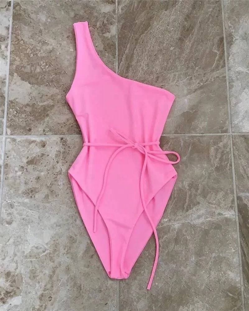 

2021 Sexy One Piece Swimsuit Thong Bikini Women Open Mature Swimwear, Customized color