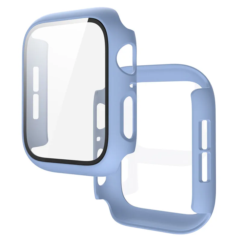 

2in1 PC Hard Case Tempered Glass Screen Protector for Apple Watch 4 5 6, for iwatch SE Cover