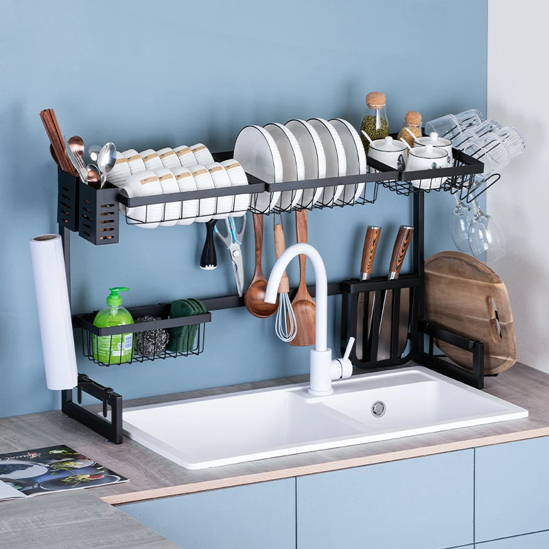 

Multifunction Stainless Steel Kitchen 2 Tier Bowl Dish rack Kitchen Sink Rack over the sink dish drying rack