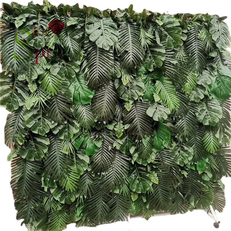 

SPR Customized artificial silk wedding green leaf plant wall