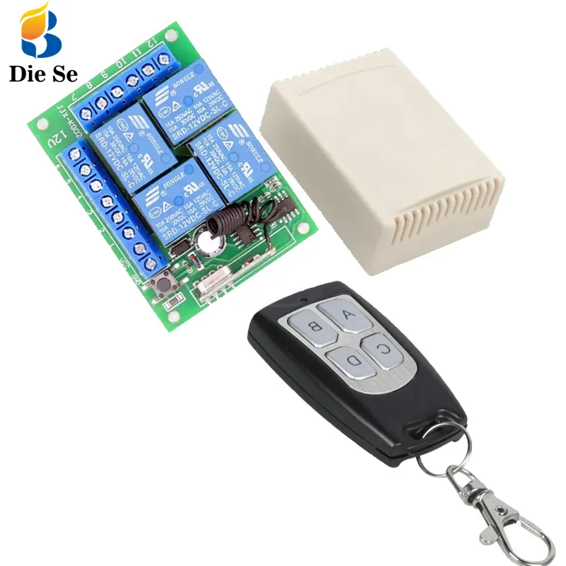 

Universal Wireless Remote Control Switch DC 12V 4CH relay Receiver Module With 4 channel RF Remote 433 Mhz Transmitter