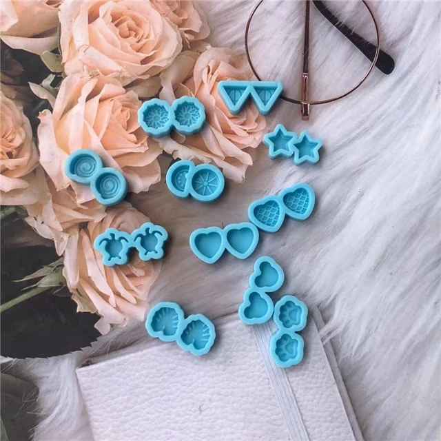 

B013 Factory Free Sample Best Selling Silicone Paw Print Heat Leaf Mouse Head Small Earring Resin Mold, Stock or customized