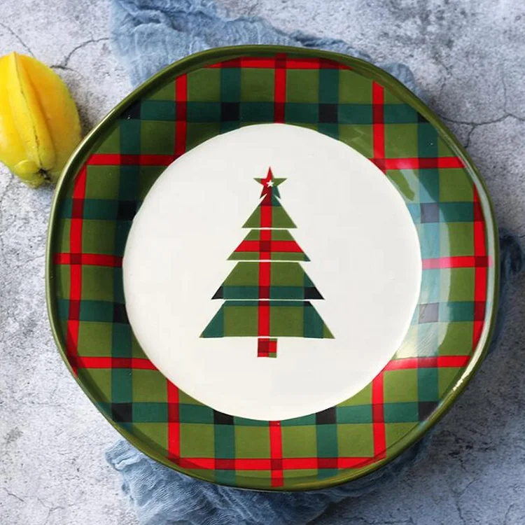 
color glazed hand paint round pizza plate 