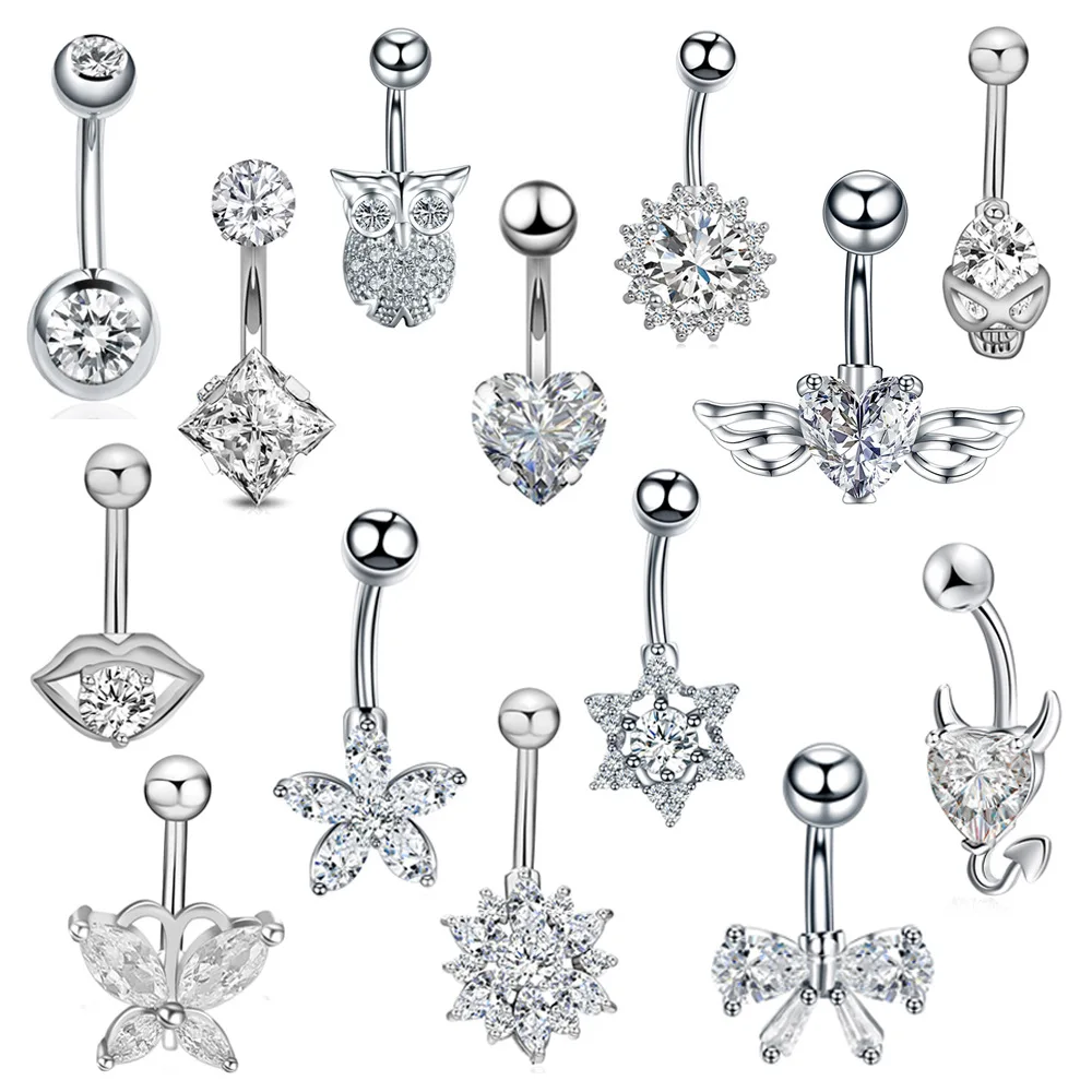 

Factory Price Navel Pin Stainless Steel Zircon Belly Button Rings Piercing Jewelry