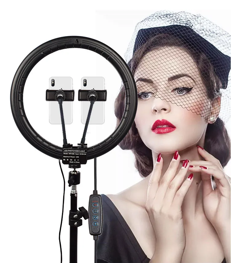 

Dimmable 12 inch Makeup Ring Light Led Circle Selfie Ring Light with Cell Phone Holder Tripod Stand