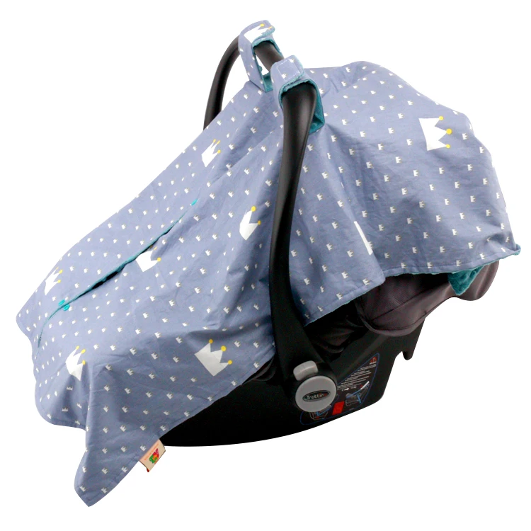 

Crown Designs Soft Minky Plush Dotted Backing Infant Car Seat Canopy