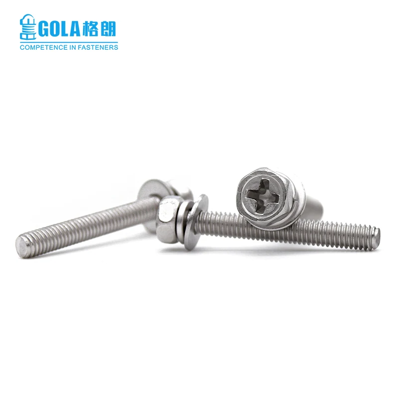 M3 M4 M5 M6 M8 M10 Stainless Steel Cross Recessed Hexagon Head Machine Screw With Captive 