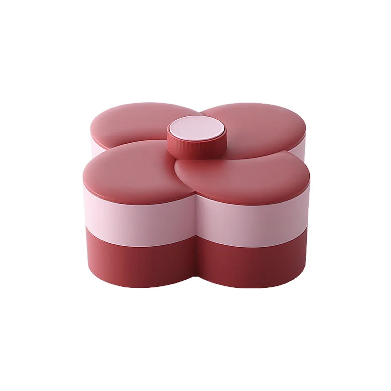 
Hot selling double rotating candy box creative petal dried fruit storage box fruit tray  (1600128313229)