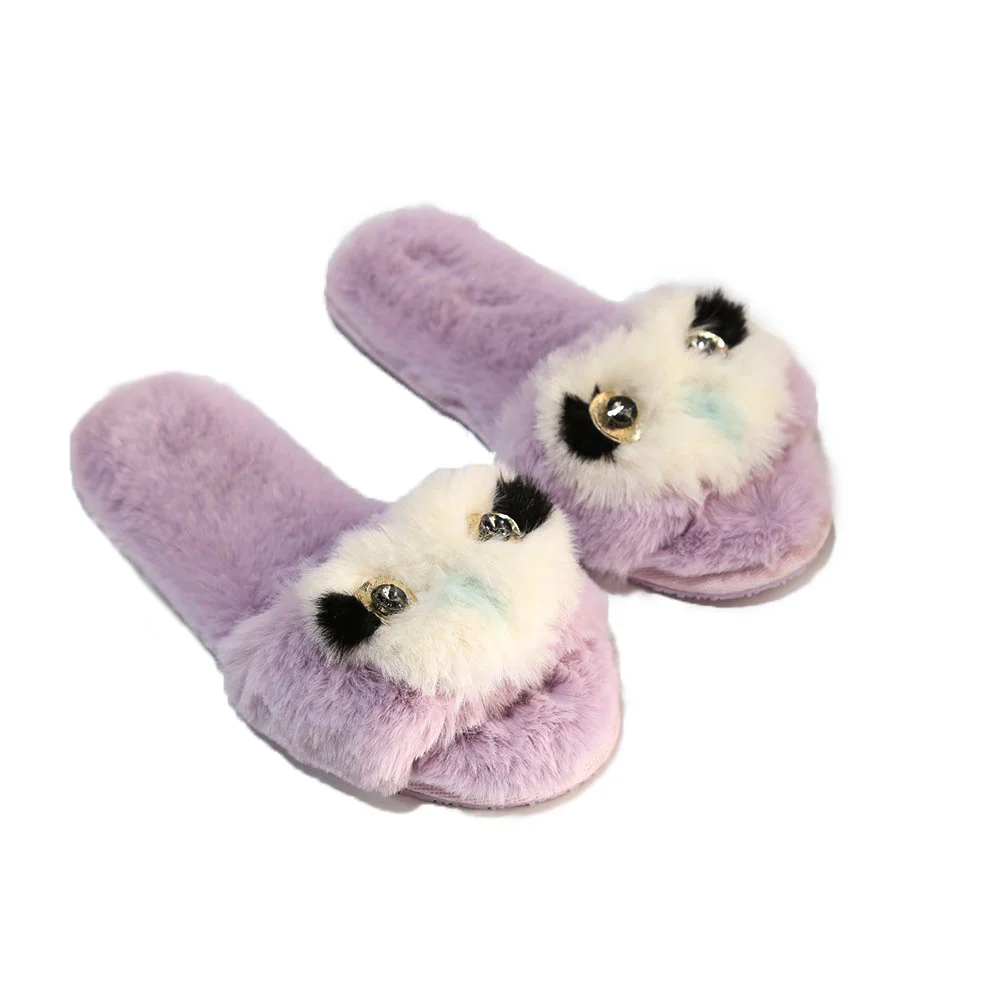 

Womens SlippersSoft Cute Fuzzy Flat Open Toe Slip On Shoes Faux Fur Sandals Indoor Outdoor, Pink