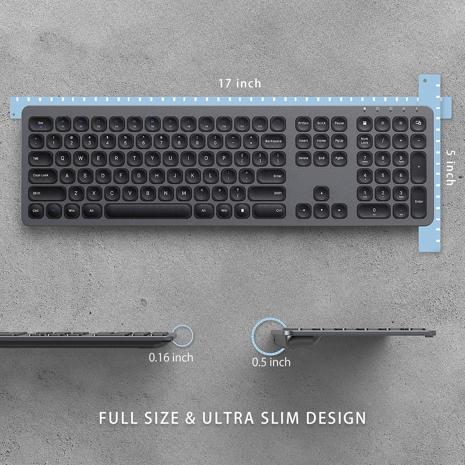 

Ergonomic Ultra Slim Full Size Metal rechargeable dual mode Wireless Keyboard and Mouse Combo Set