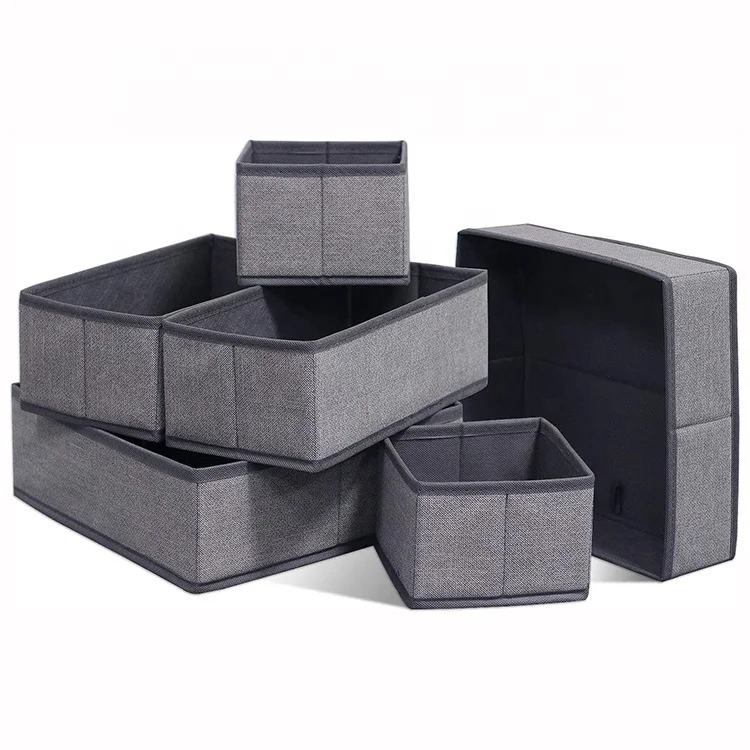 

6pcs Linen printing fabric Clothes Underwear Storage Drawer Organiser Divider, Customized color