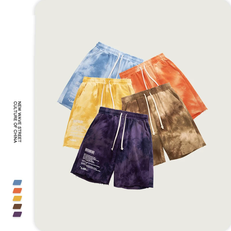 

New Design Blank 100% Cotton Mens Shorts French Terry Tie Dye Sweat Shorts For mens shorts 2021