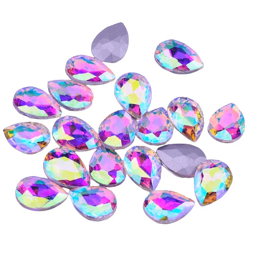 

Wholesale High Quality Drop Shape Rhinestones Loose Crystal AB Color Rhinestone Beads For Shoes And Clothing Decoration, Crystalab