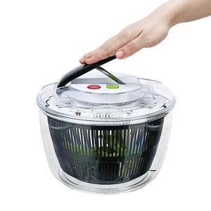 Image of Manual Plastic Vegetable Fruit Dryer Stainless Steel Salad Spinner
