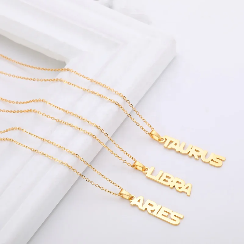 

Necklace Female Elegant Customize Locket Necklace Popular Zodiac Necklace Sign, Gold color