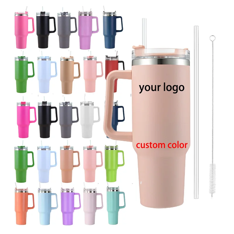 

customized stainless steel 40oz stanley insulated tumbler 40oz stanley tumblercow print 40oz tumbler with handle sublimation