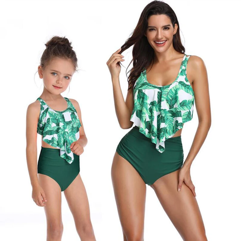 

Best Seller Fashion Mother and Daughter Floral Print Parent Child Two Piece Designer Swimsuits Famous Brands, Picture