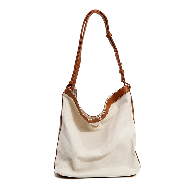 

EG561 New fashion simple design large capacity handles handbags custom printed sling canvas bags with logo