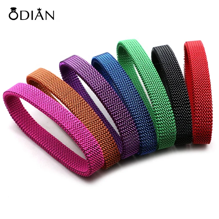 Odian Jewelry New Trending Elastic spring Bracelet Mixed color Stainless Steel Stretch Mesh flexible bracelet for india market