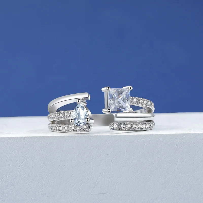 

DIY Chinese Wholesale Jewelry Zircon 925 Sterling Silver Rings Women, White