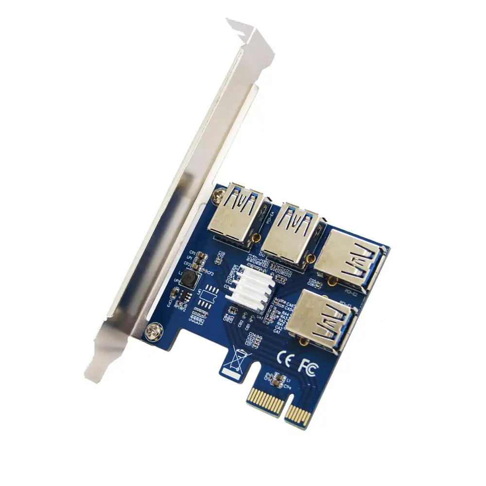 

Meitk PCI-E to PCI-E Adapter Card 1 to 4 USB3.0 Dedicated Card, Blue