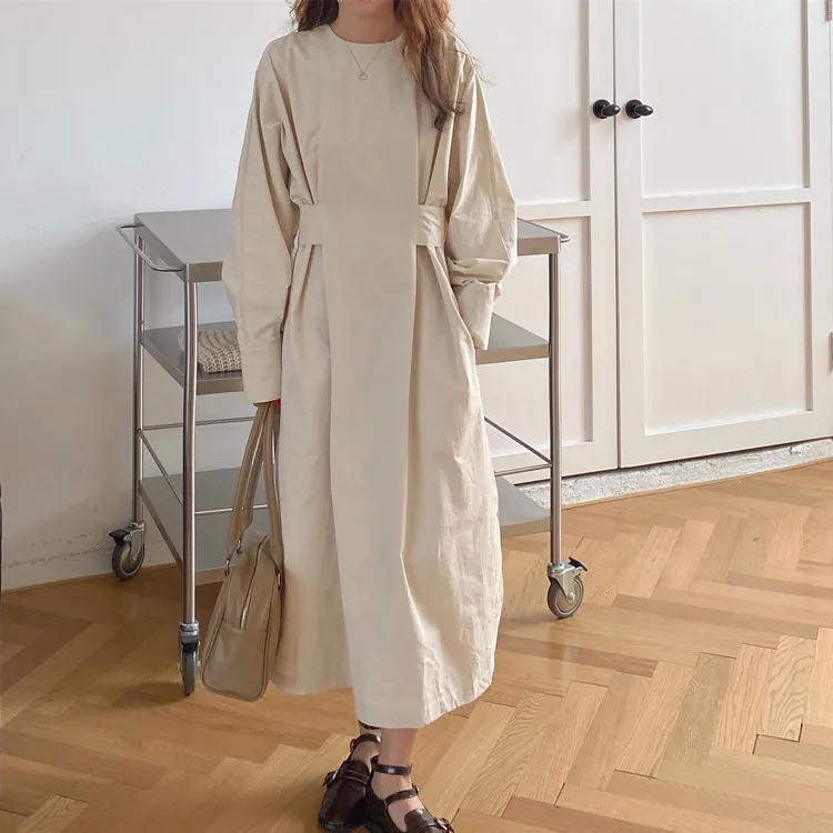 Wholesale 2026 Spring and Summer Korean Elegant Retro Temperament Women's Dress Casual Loose Lace Women's Dress