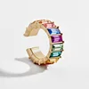 New trend rainbow jewelry T zircon ear cuff for women no piercing nickel free bagutte clip on earrings