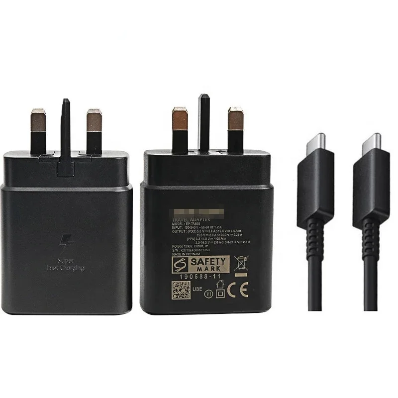 

45W USB-C Original UK Plug quick charging PD Super Fast Charger Travel Adapter with Type C Cable for samsung S22 S21 S20 Note 10, Black white