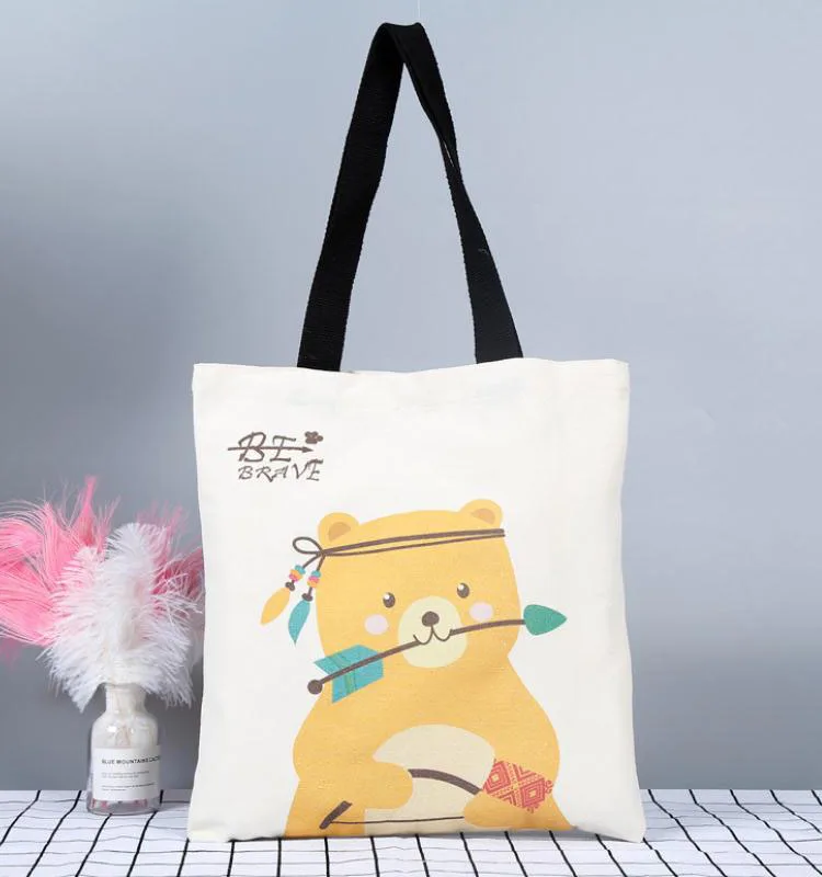 

Factory price custom tote bag cute pattern printed promotional canvas bag for shopping, Any pontone color