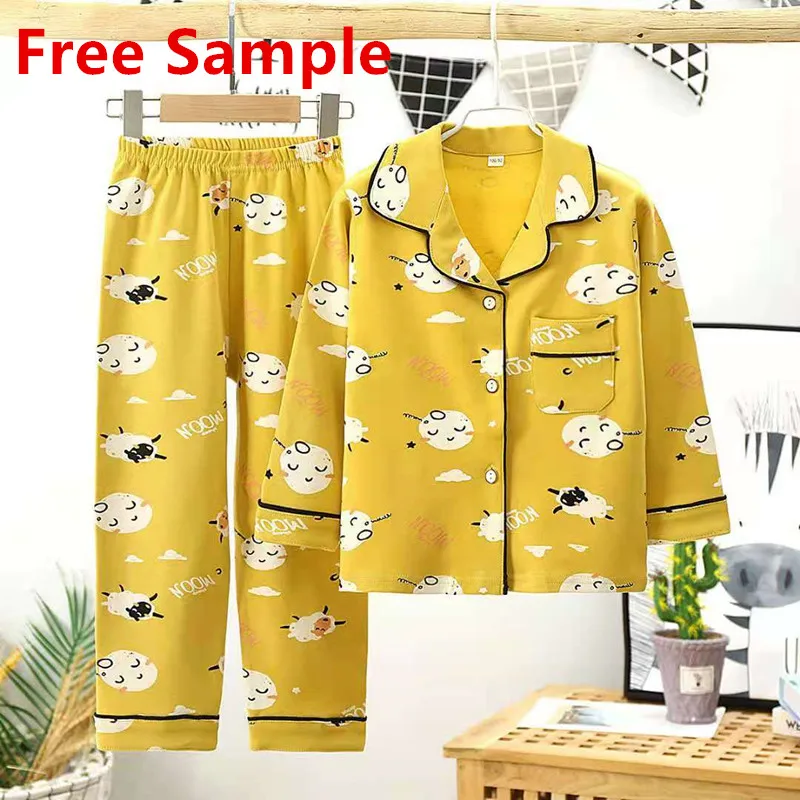 

2021 fashion new printed cotton 3 -13 year old girls can wear pajamas set