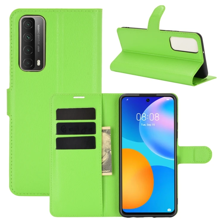 

for Huawei P Smart Litchi Texture Horizontal Flip Protective Case with Holder Card Slots Wallet(Green)