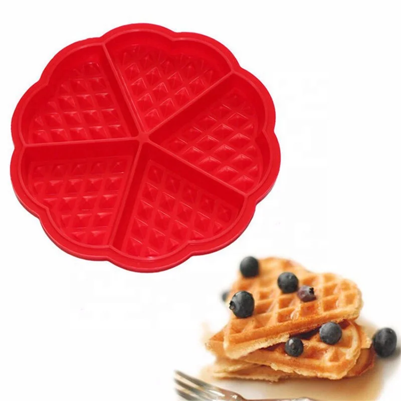 

Silicone Heart-Shaped Waffle Cake Mold, Red