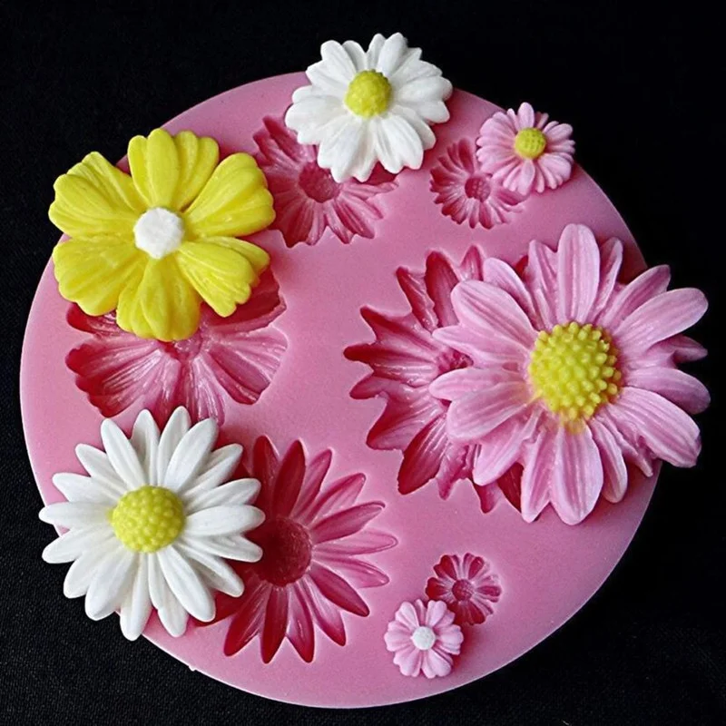 

3d Flower Silicone Molds Fondant Craft Cake Candy Chocolate Sugarcraft Ice Pastry Baking Tool Mould, White and pink