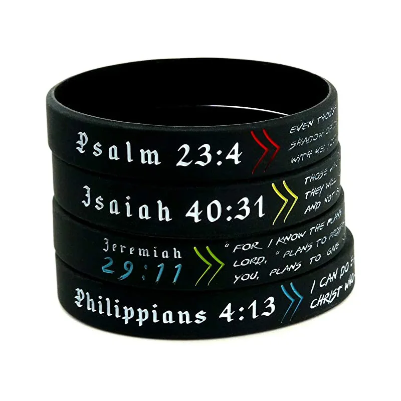 

Bible Wristbands Scripture silicone Bracelets Adult Size for Men Women, Any color