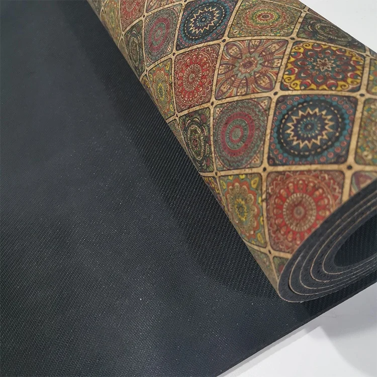 

Portable Lightweight TPE Premium Non-slip eco-friendly Printed Cork Pilate mat Yoga Mat, Natural