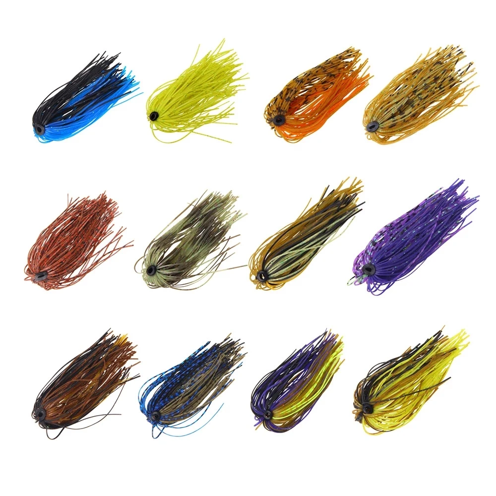 

Jig Skirt 50 Strands Silicone Skirts Wire Fishing Lure Spinner baits Buzzbaits Spoon Skirts Fly Tying Rubber Material, 6colors