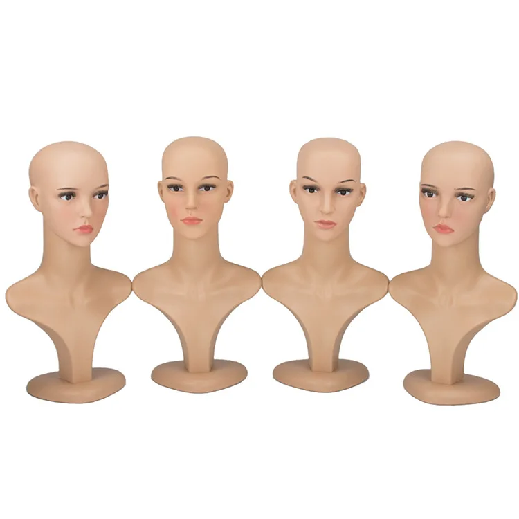 

wholesale plastic wig display long neck faceless white mannequin head with shoulders, Any color